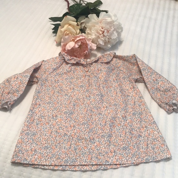 Claire & Charlie Orange Floral Ruffled Top Size 3T - Picture 8 of 9